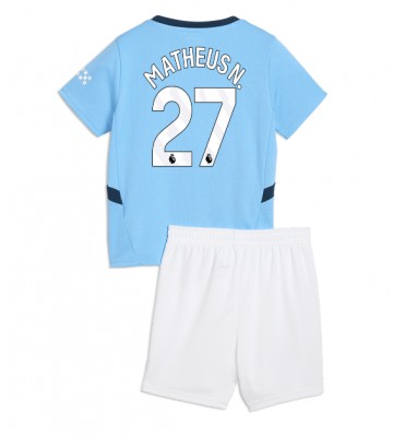 Manchester City Matheus Nunes #27 Primera Equipación Niños 2024-25 Manga Corta (+ Pantalones cortos)